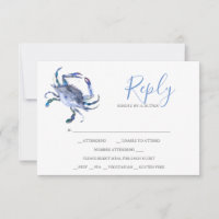 Tarjetas de respuesta RSVP de cangrejo azul claro 