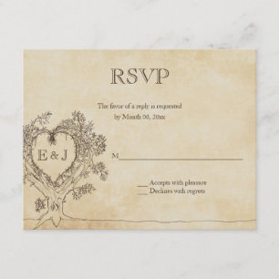 Tarjetas de respuesta RSVP de casamiento de árbol