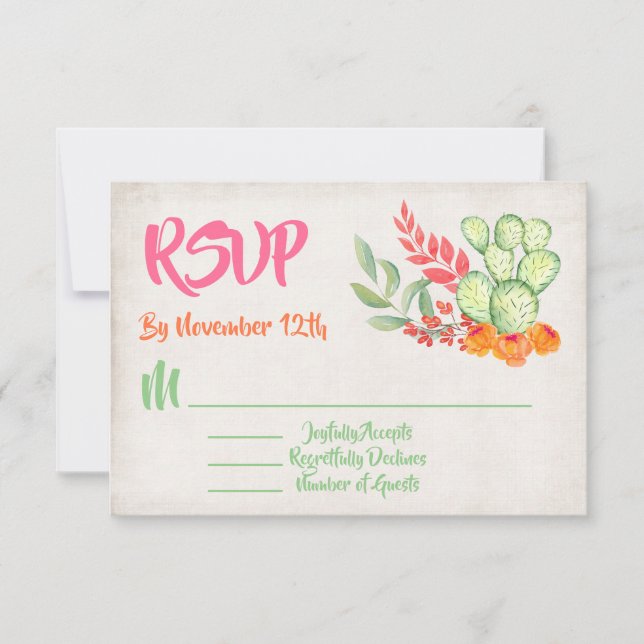 Tarjetas de respuesta RSVP de casamiento mexicano (Anverso)