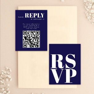 Tarjetas de respuesta RSVP de color azul marino co
