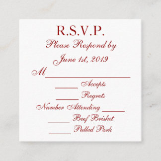 Tarjetas de respuesta RSVP de color rojo intenso y