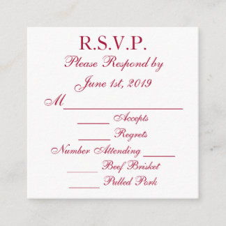 Tarjetas de respuesta RSVP de color rojo y blanco