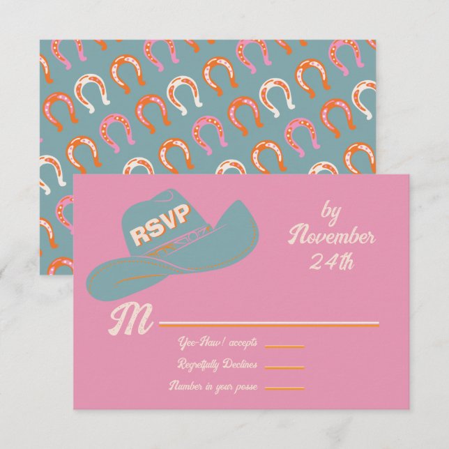 Tarjetas de respuesta rsvp de Cowboy Western Gorra (Anverso / Reverso)