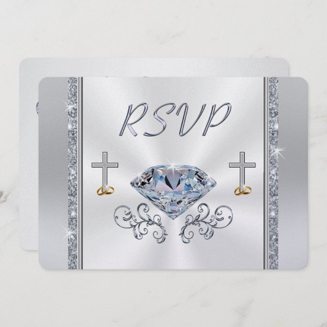 Tarjetas de respuesta RSVP de diamante cristianas  (Anverso / Reverso)