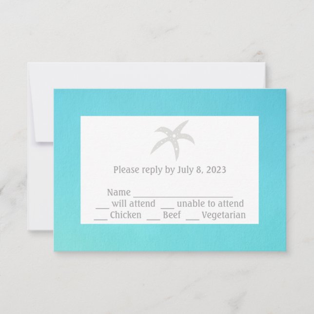 Tarjetas de respuesta Rsvp de estrella de mar (Anverso)