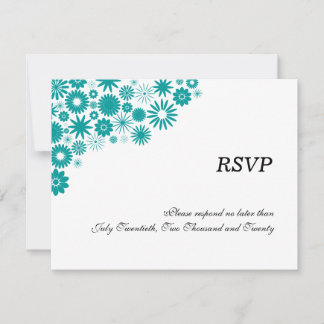 Tarjetas de respuesta / RSVP de flores azul teñido