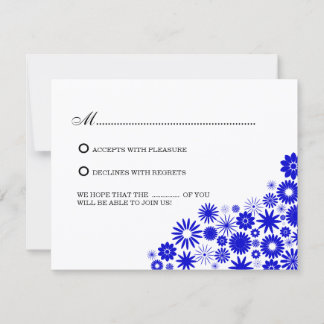 Tarjetas de respuesta / RSVP de flores bonitas azu