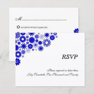 Tarjetas de respuesta / RSVP de flores bonitas azu