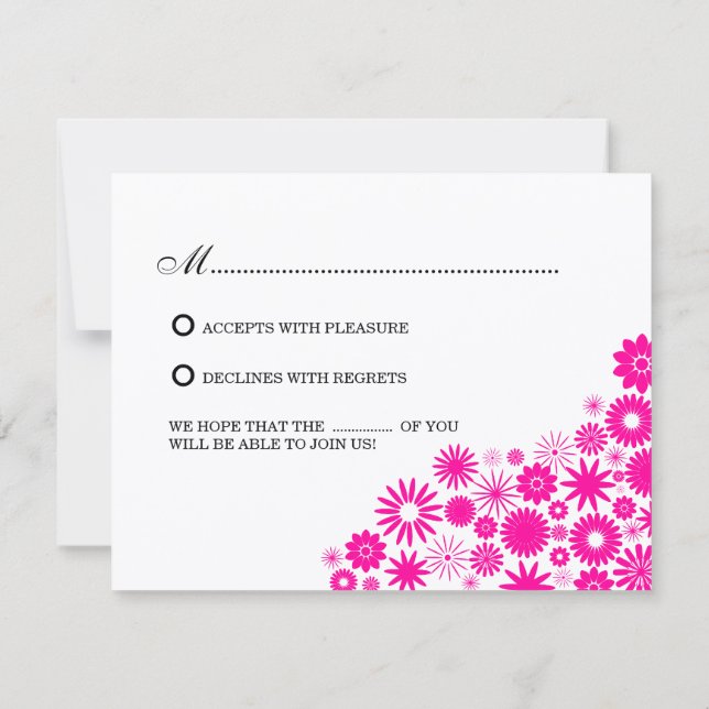 Tarjetas de respuesta / RSVP de flores magenta bon (Reverso)