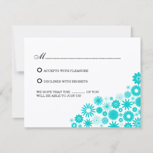 Tarjetas de respuesta / RSVP de flores turquesas b