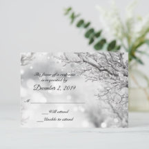 Tarjetas de respuesta RSVP de invierno con nieve y
