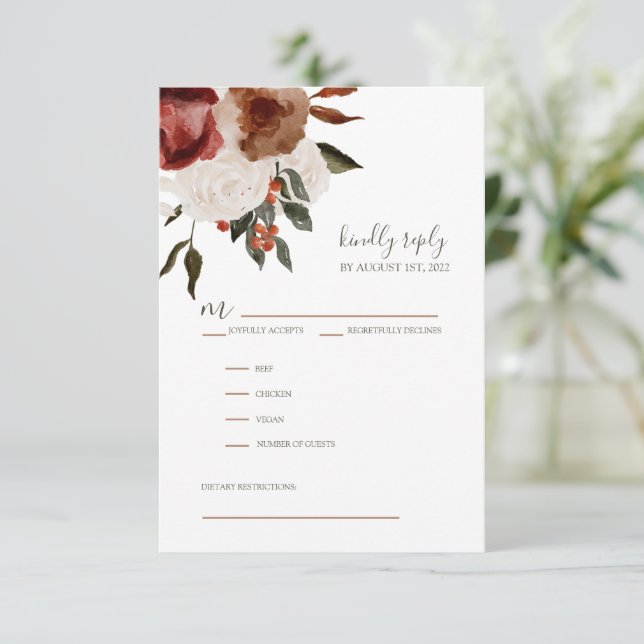 Tarjetas de respuesta RSVP de invitación de boda (Anverso de pie)