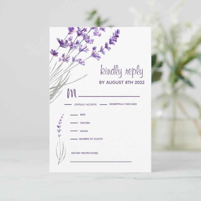 Tarjetas de respuesta RSVP de invitación de boda (Anverso de pie)