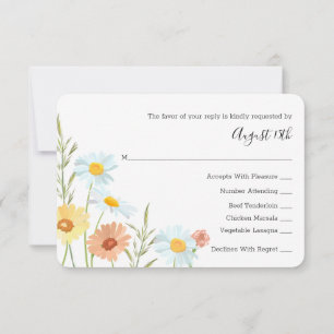 Tarjetas de respuesta RSVP de la boda de flores si
