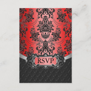 Tarjetas de respuesta RSVP de la boda de la damásc