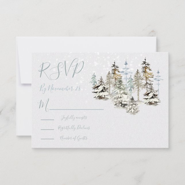 Tarjetas de respuesta RSVP de la boda del bosque d (Anverso)