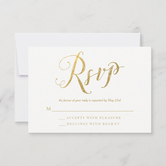 Tarjetas de respuesta RSVP de la boda elegante de  (Anverso)