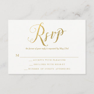 Tarjetas de respuesta RSVP de la boda elegante de 
