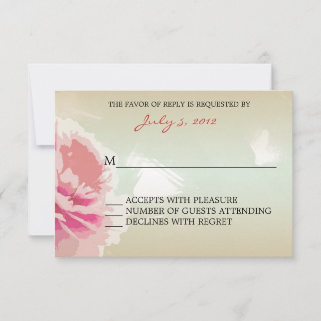 Tarjetas de respuesta RSVP de la boda floral de Pe (Anverso)