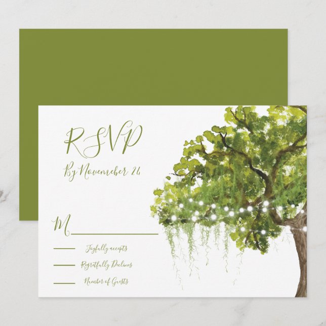 Tarjetas de respuesta RSVP de luces de mosaico de  (Anverso / Reverso)
