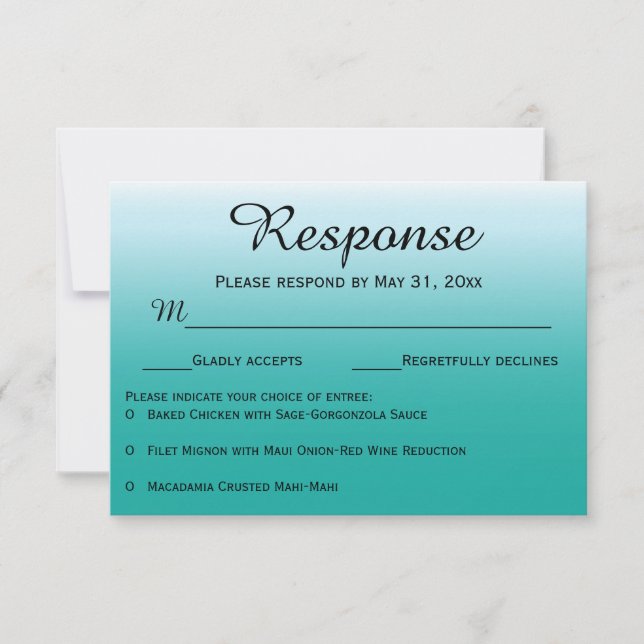 Tarjetas de respuesta RSVP de Ombre Ocean Wedding (Anverso)