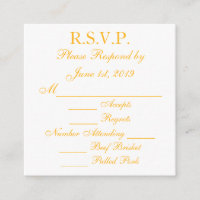 Tarjetas de respuesta RSVP de oro y blanco de Bayl