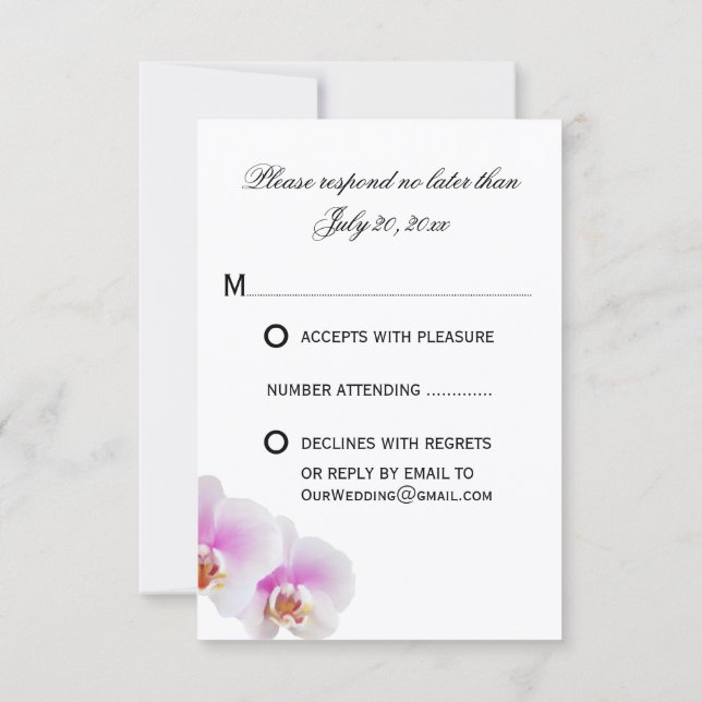 Tarjetas de respuesta RSVP de orquídeas pintadas e (Reverso)