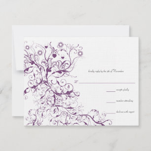 Tarjetas de respuesta RSVP de Plum Birds & Swirls 