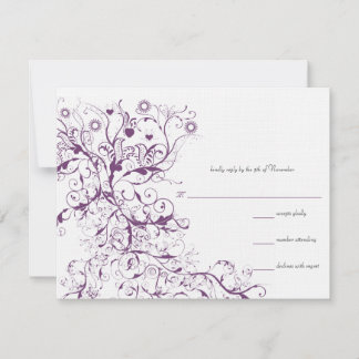 Tarjetas de respuesta RSVP de Plum Birds & Swirls