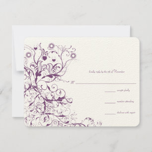 Tarjetas de respuesta RSVP de Plum Birds & Swirls 