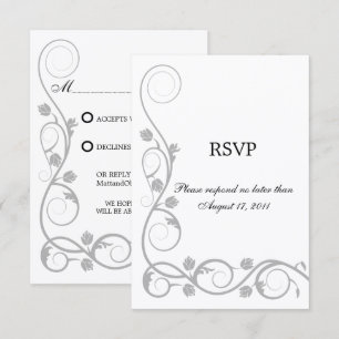 Tarjetas de respuesta RSVP de remolino de plata pe