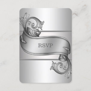 Tarjetas de respuesta RSVP de rollo de plata