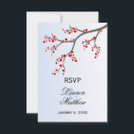 Tarjetas de respuesta RSVP de Winter Berry Branch<br><div class="desc">© 2012 Diseños de Socialite. Nuestro elegante diseño de tarjeta de respuesta de berry de invierno coincide con nuestra invitación. Un adorable complemento a una boda de invierno.</div>