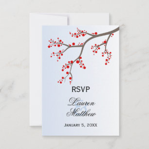 Tarjetas de respuesta RSVP de Winter Berry Branch