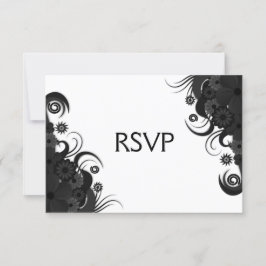 Tarjetas de respuesta RSVP gótica floral en blanco