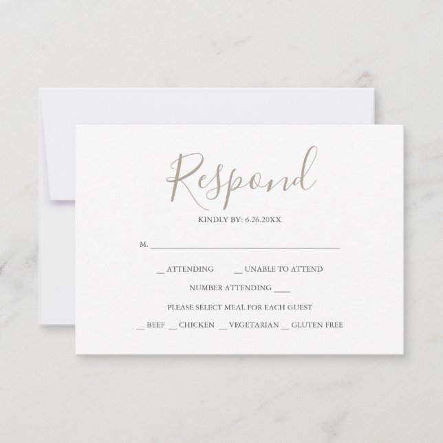 Tarjetas de respuesta RSVP neutrales (Anverso)