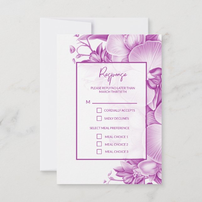Tarjetas de respuesta RSVP para bodas de ciruelas  (Reverso)