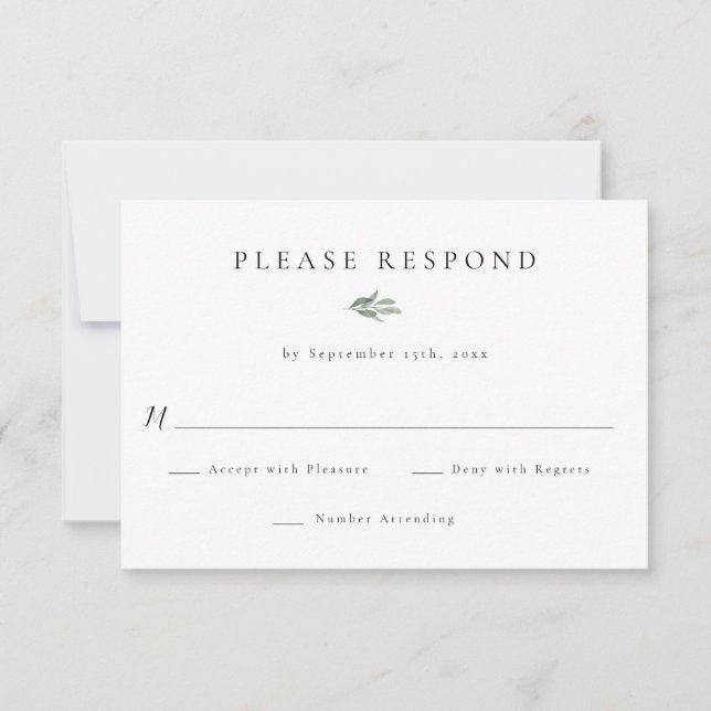 Tarjetas de respuesta RSVP para bodas de verde sim (Anverso)