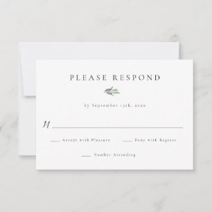 Tarjetas de respuesta RSVP para bodas de verde sim