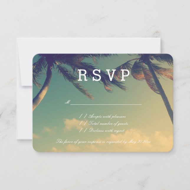 Tarjetas de respuesta RSVP para bodas en la playa  (Anverso)