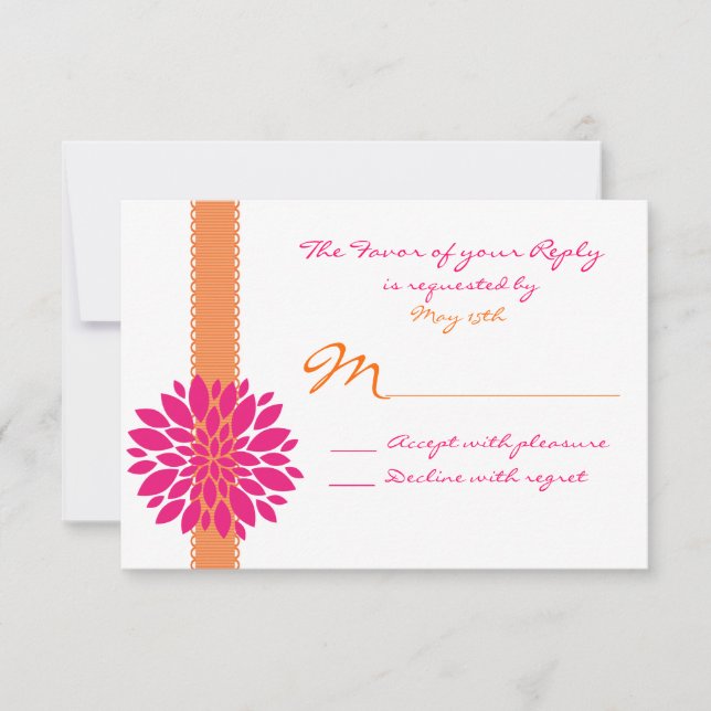Tarjetas de respuesta RSVP para la boda de flor ro (Anverso)