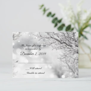 Tarjetas de respuesta RSVP para nieve esparkling y