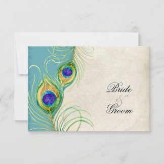 Tarjetas de respuesta RSVP para plumas de pavo rea