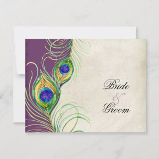 Tarjetas de respuesta RSVP para plumas de pavo rea
