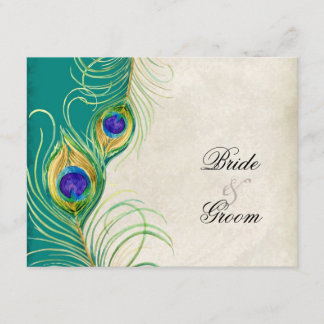 Tarjetas de respuesta RSVP para plumas de pavo rea