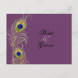 Tarjetas de respuesta RSVP para plumas de pavo rea