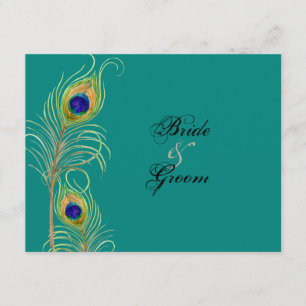 Tarjetas de respuesta RSVP para plumas de pavo rea