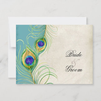 Tarjetas de respuesta RSVP para plumas de pavo rea