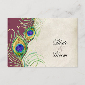 Tarjetas de respuesta RSVP para plumas de pavo rea