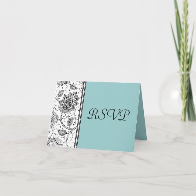 Tarjetas de respuesta RSVP para toile azul blanco  (Anverso)